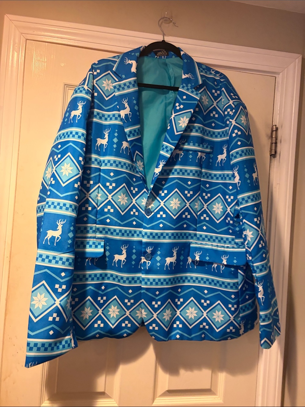 Blue Patterned Holiday Suit in 2X - Unbranded